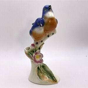 40s-50s Clay Sketches Pasadena Blue Bird of Happiness Ceramic Figurine Bud‎ Vase